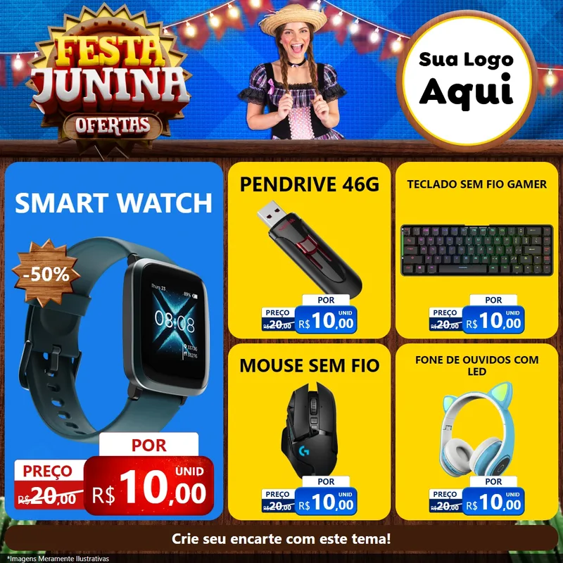 Modelo de Rede Social para Feed Facebook com o tema Festa Junina Ofertas para Informática