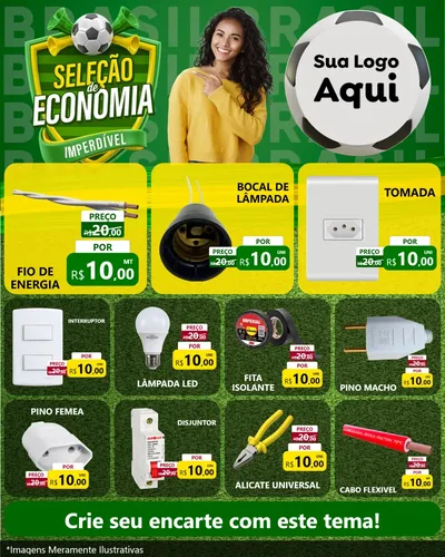 Modelo de Rede Social para Feed Instagram com o tema Seleção de Economia - Copa para Materiais Elétricos