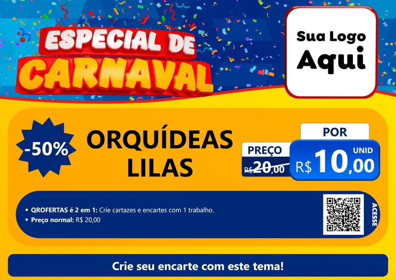 Modelo de Cartaz para Cartaz A4 Horizontal com o tema Especial de Carnaval para Floricultura e jardim
