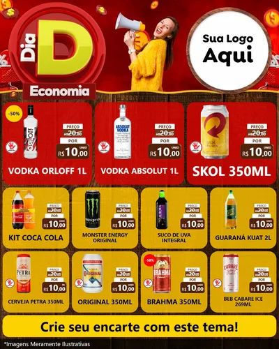 Modelo de Rede Social para Feed Instagram com o tema Dia D Economia para Distribuidora de bebidas
