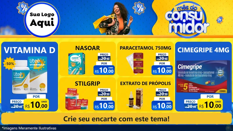 Modelo de TV para TV Horizontal com o tema Mês do Consumidor para Farmácia