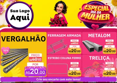 Modelo de Encarte para Encarte A4 Horizontal com o tema Especial Dia da Mulher para Ferragens