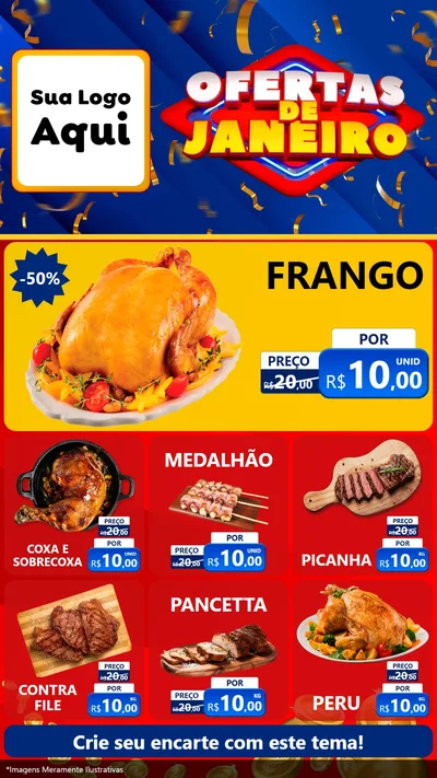 Modelo de Rede Social para Stories com o tema Ofertas de Janeiro para Assados