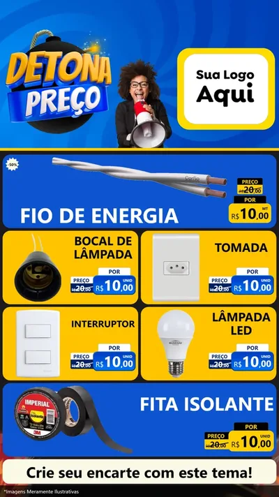 Modelo de TV para TV Vertical com o tema Detona Preços para Materiais Elétricos
