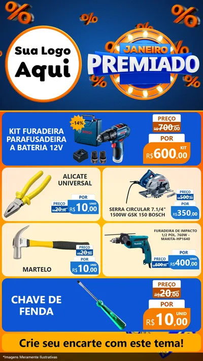 Modelo de TV para TV Vertical com o tema Janeiro Premiado para Maquinas e Ferramentas