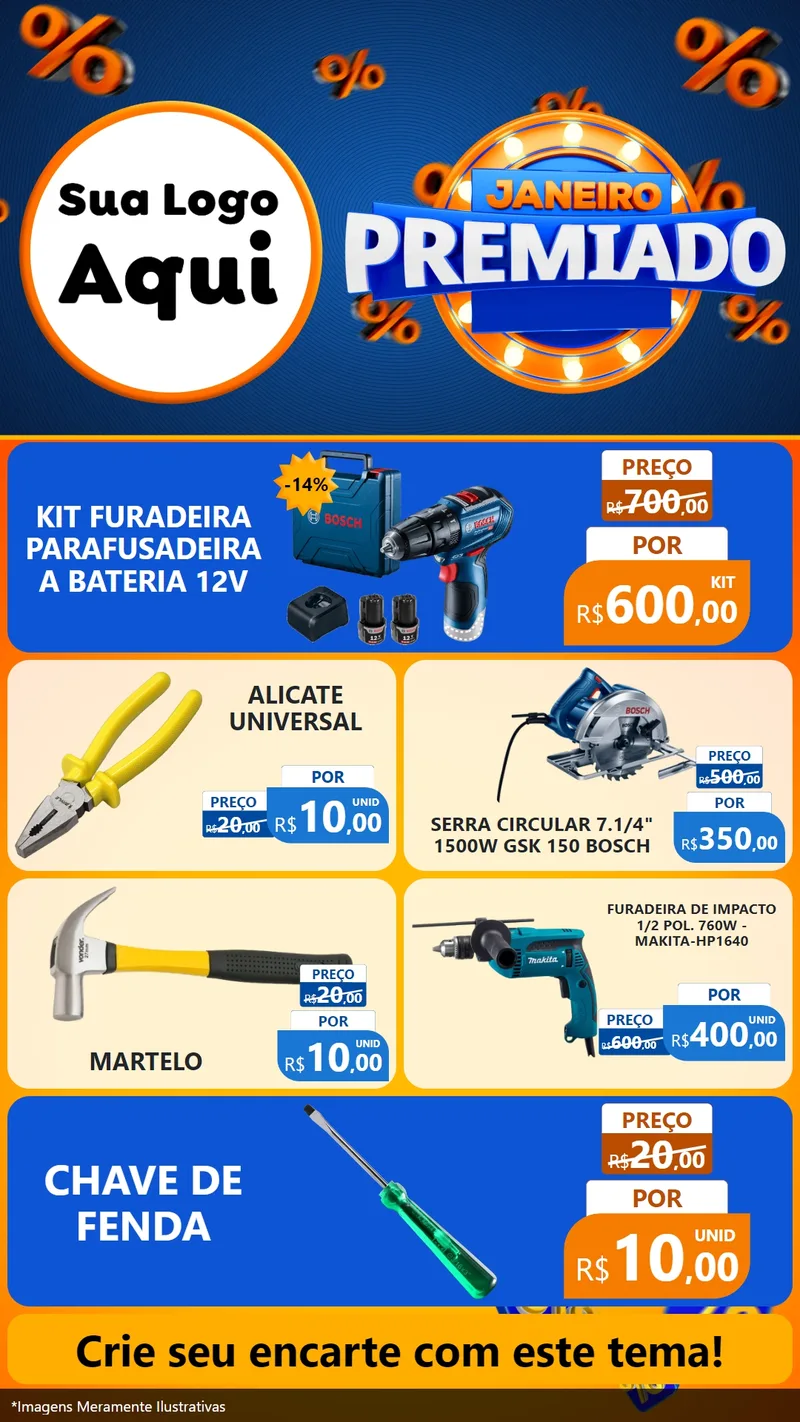 Modelo de TV para TV Vertical com o tema Janeiro Premiado para Maquinas e Ferramentas