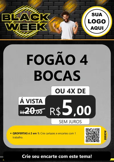 Modelo de Cartaz para Cartaz A4 Vertical com o tema Black Week para Móveis e Eletro