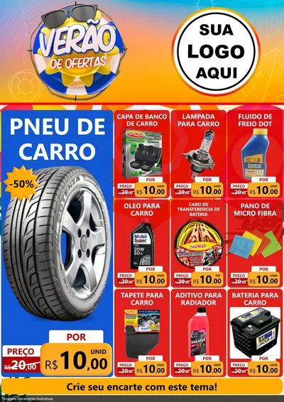 Modelo de Encarte para Encarte A4 Vertical com o tema Verão de Ofertas para Auto peças