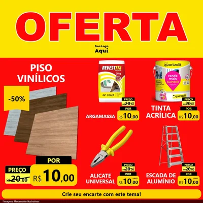 Modelo de Rede Social para Feed Facebook com o tema OFERTA - Vermelho Cartaz para Material para Construção
