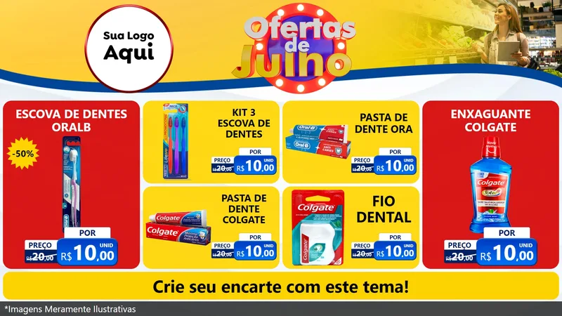 Modelo de TV para TV Horizontal com o tema Ofertas de Julho para Higiene Pessoal