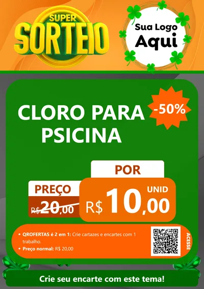 Modelo de Cartaz para Cartaz A4 Vertical com o tema Super Sorteio para Produtos para Piscina