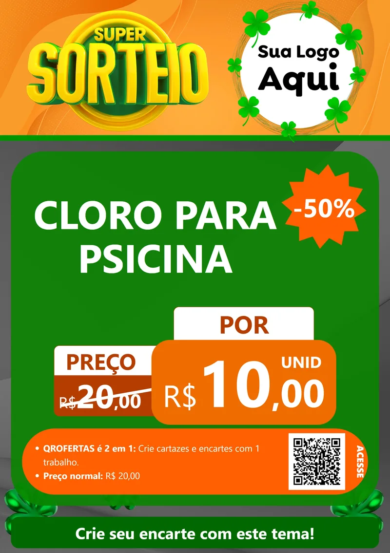 Modelo de Cartaz para Cartaz A4 Vertical com o tema Super Sorteio para Produtos para Piscina