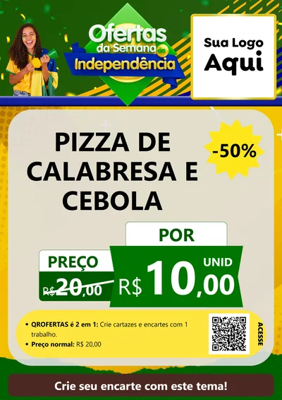 Modelo de Cartaz para Cartaz A4 Vertical com o tema Ofertas da Semana da Independência para Pizzaria