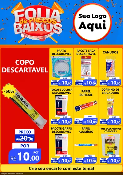 Modelo de Encarte para Encarte A4 Vertical com o tema Folia de Preços Baixos para Embalagens
