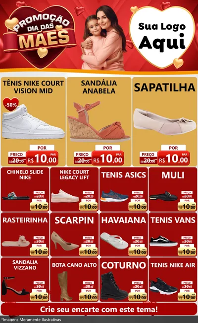 Modelo de Encarte para Encarte Grande com o tema Promoção Dia das Mães para Calçados