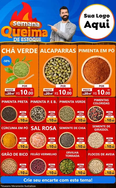 Modelo de Encarte para Encarte Grande com o tema Semana Queima de Estoque para Produtos Naturais