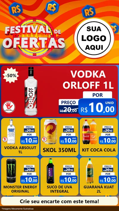 Modelo de Rede Social para Stories com o tema Festival de Ofertas para Distribuidora de bebidas
