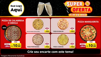 Modelo de TV para TV Horizontal com o tema Super Oferta Fim de Ano para Pizzaria