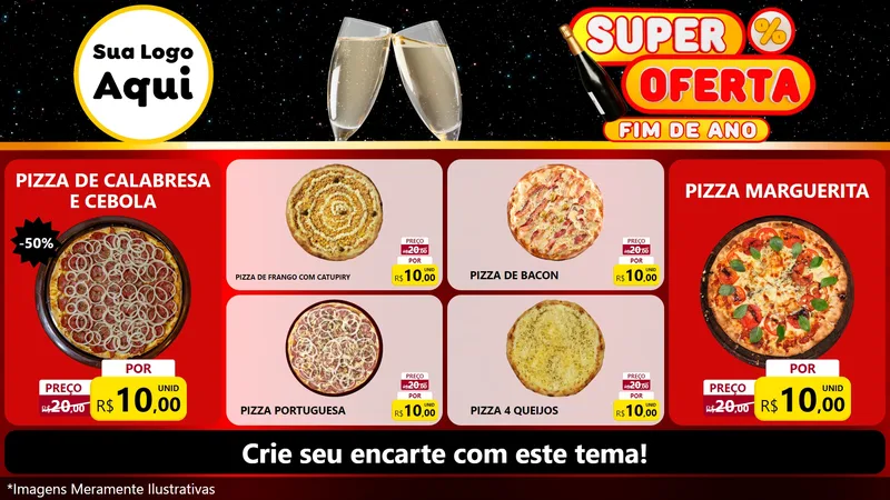 Modelo de TV para TV Horizontal com o tema Super Oferta Fim de Ano para Pizzaria