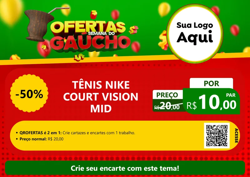 Modelo de Cartaz para Cartaz A4 Horizontal com o tema Ofertas Semana Do Gaúcho para Calçados