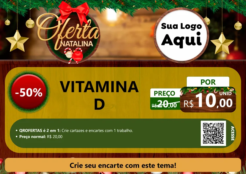 Modelo de Cartaz para Cartaz A4 Horizontal com o tema Ofertas Natalina para Farmácia