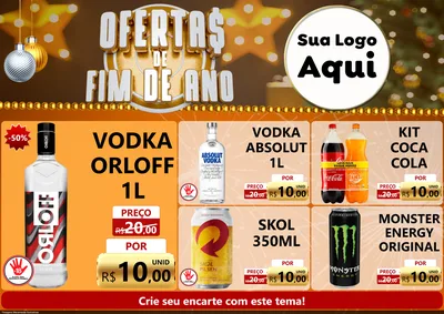 Modelo de Encarte para Encarte A4 Horizontal com o tema Ofertas de Fim de Ano para Distribuidora de bebidas