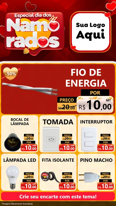 Modelo de Rede Social para Stories com o tema Especial Dia dos Namorados para Materiais Elétricos