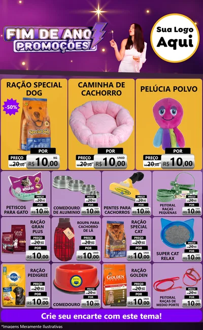 Modelo de Encarte para Encarte Grande com o tema Fim de Ano Promoções para Pet Shop