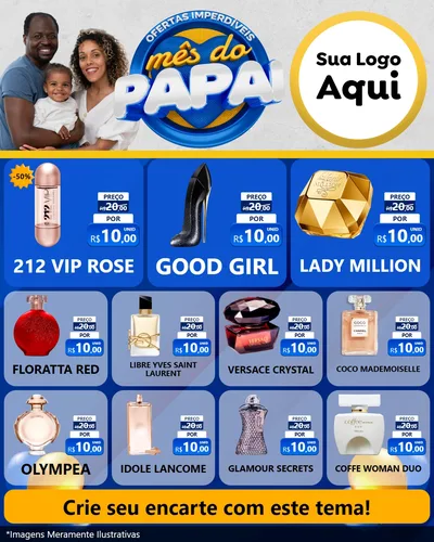 Modelo de Rede Social para Feed Instagram com o tema Ofertas Imperdíveis Mês Do Papai para Perfumes