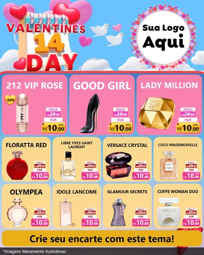 Modelo de Rede Social para Feed Instagram com o tema Valentine's Day para Perfumes