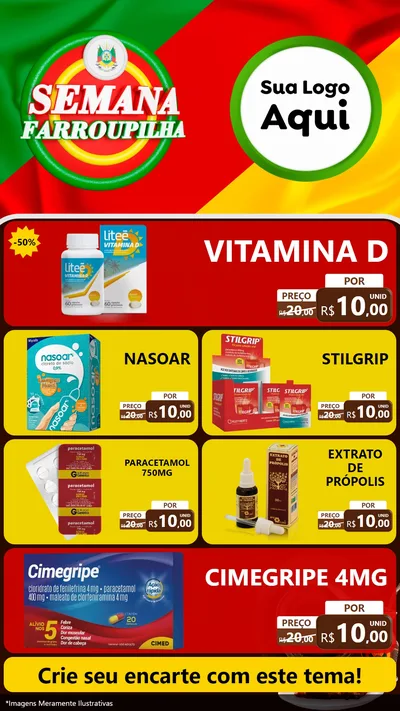 Modelo de TV para TV Vertical com o tema Semana Farroupilha para Farmácia