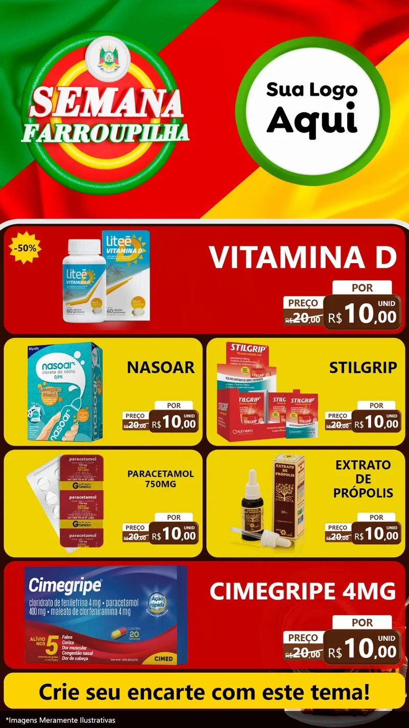 Modelo de TV para TV Vertical com o tema Semana Farroupilha para Farmácia