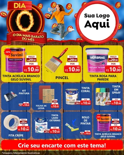Modelo de Rede Social para Feed Instagram com o tema Dia O - O Dia Mais Barato Do Mês para Tintas e Ferramentas