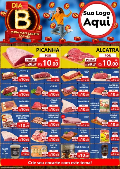 Modelo de Encarte para Encarte A4 Vertical com o tema Dia B - O Dia Mais Barato Do Mês para Açougue