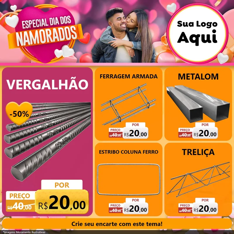 Modelo de Rede Social para Feed Facebook com o tema Especial Dia dos Namorados para Ferragens