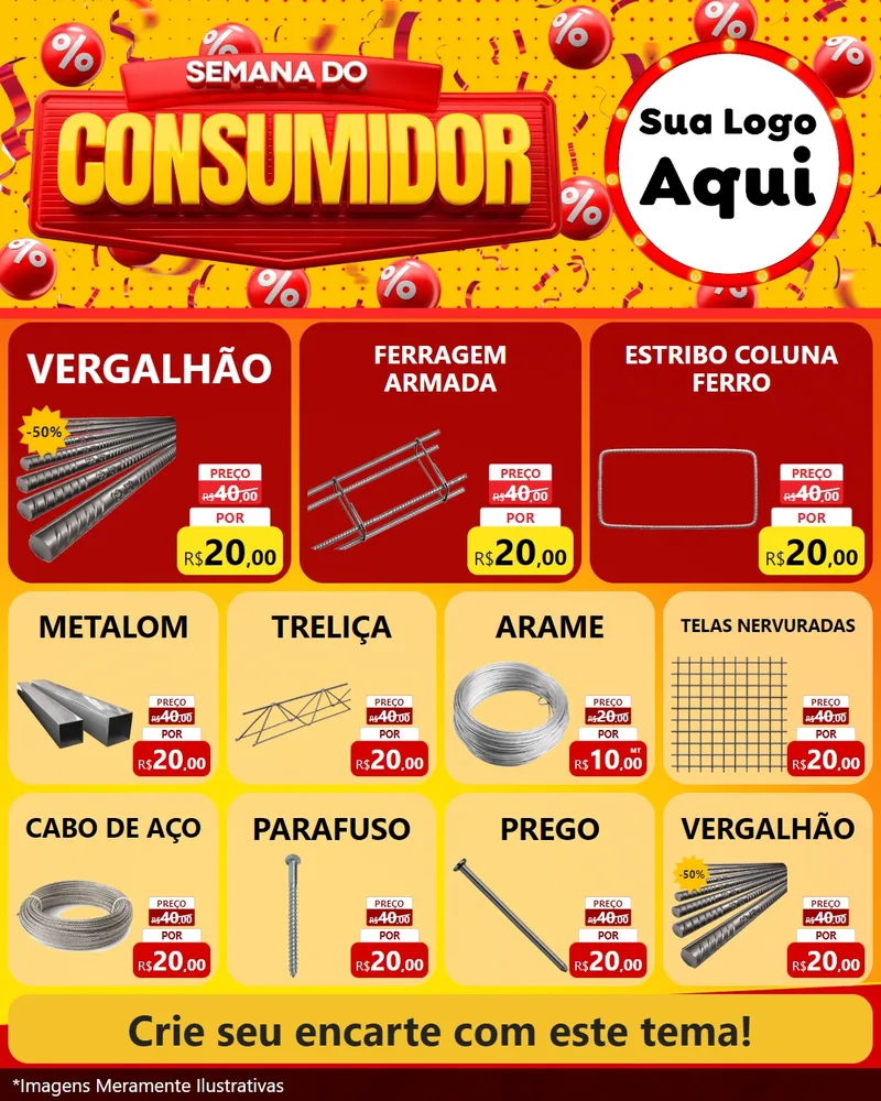 Modelo de Rede Social para Feed Instagram com o tema Semana do Consumidor para Ferragens