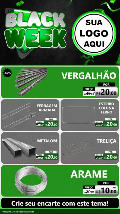 Modelo de TV para TV Vertical com o tema Black Week para Ferragens