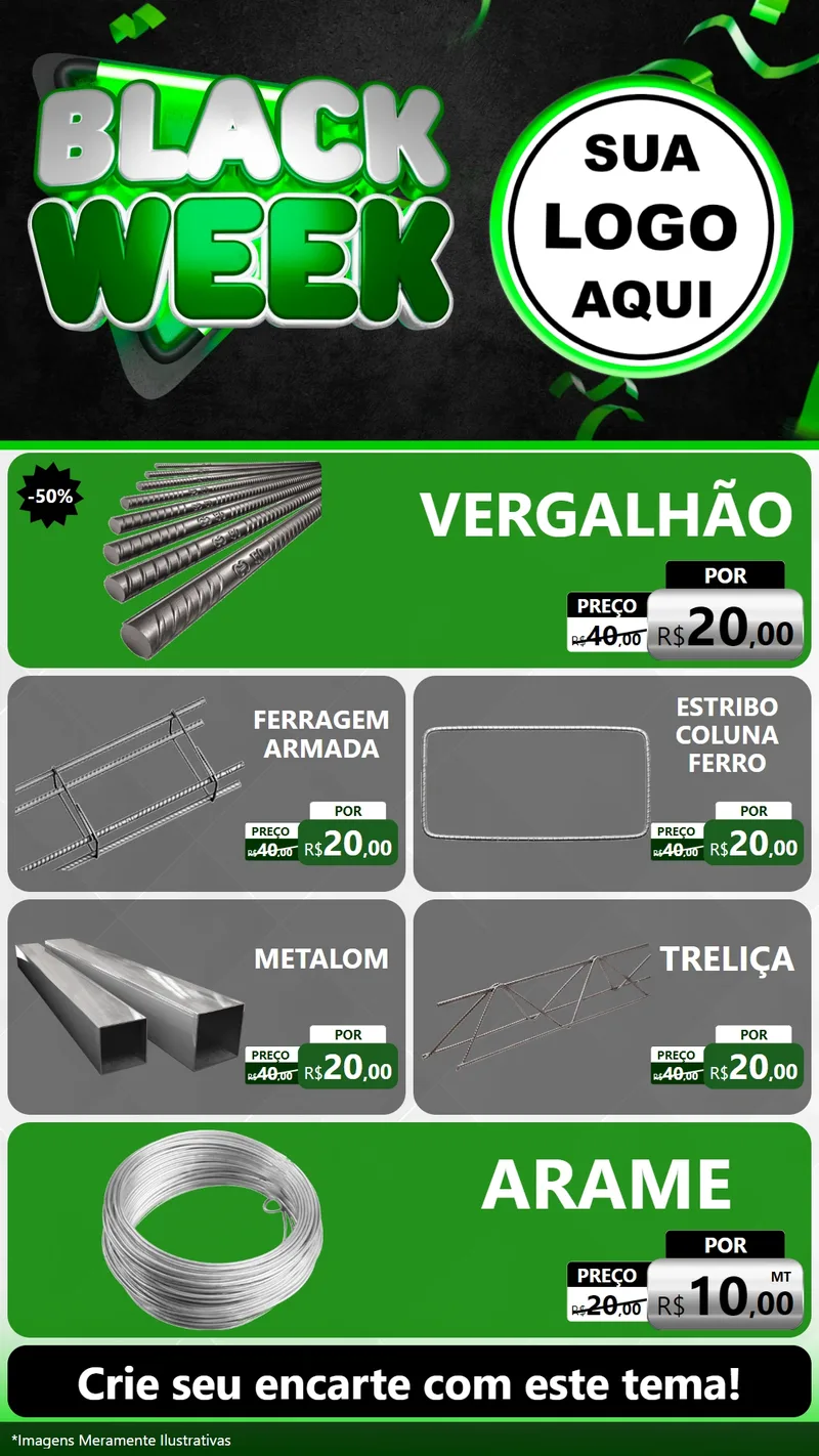 Modelo de TV para TV Vertical com o tema Black Week para Ferragens
