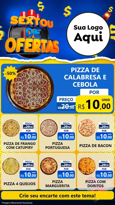 Modelo de Rede Social para Stories com o tema Sextou de Ofertas para Pizzaria