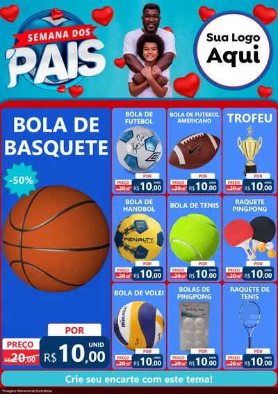 Modelo de Encarte para Encarte A4 Vertical com o tema Semana Dos Pais para Artigos Esportivos