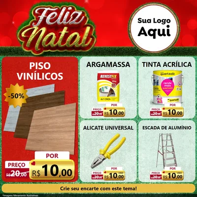 Modelo de Rede Social para Feed Facebook com o tema Feliz Natal para Material para Construção