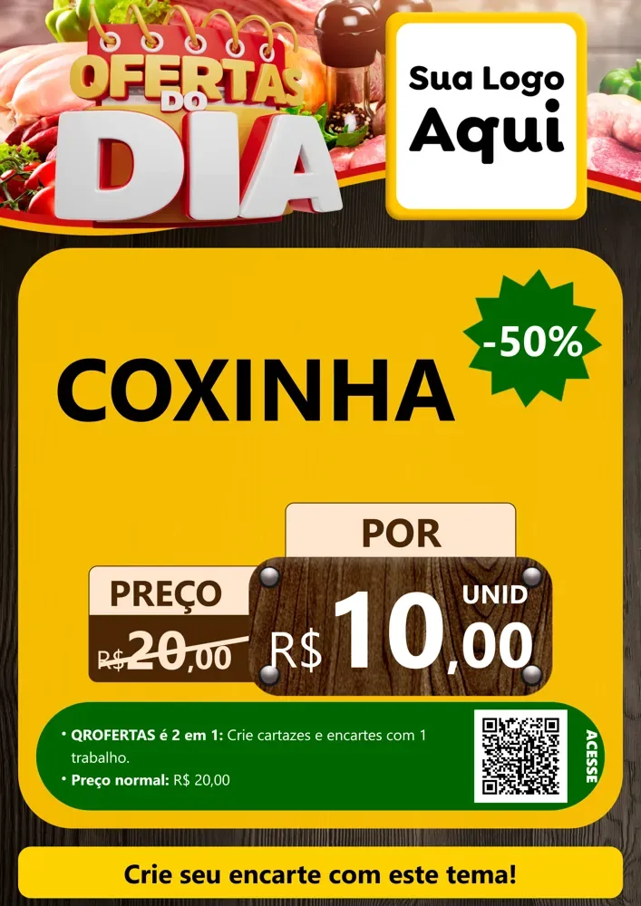 Modelo de Cartaz para Cartaz A4 Vertical com o tema Ofertas do Dia para Salgadaria
