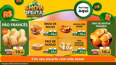 Modelo de TV para TV Horizontal com o tema Show de Ofertas Imbatíveis para Padaria