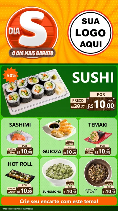 Modelo de Rede Social para Stories com o tema Dia S - O Dia Mais Barato para Comida japonesa