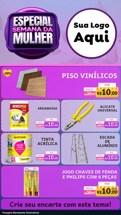 Modelo de TV para TV Vertical com o tema Especial Semana da Mulher para Material para Construção