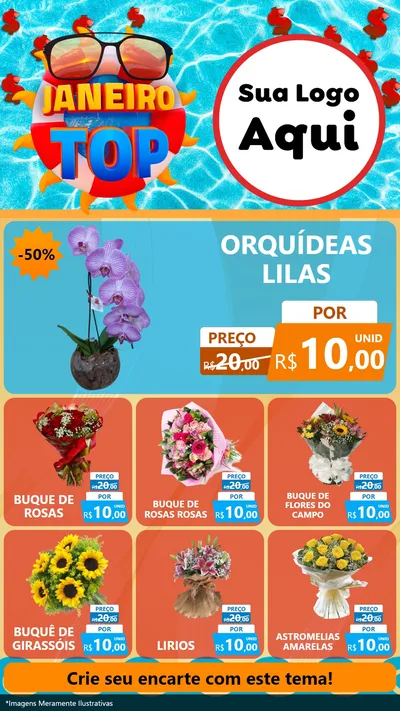 Modelo de Rede Social para Stories com o tema Janeiro Top para Floricultura e jardim