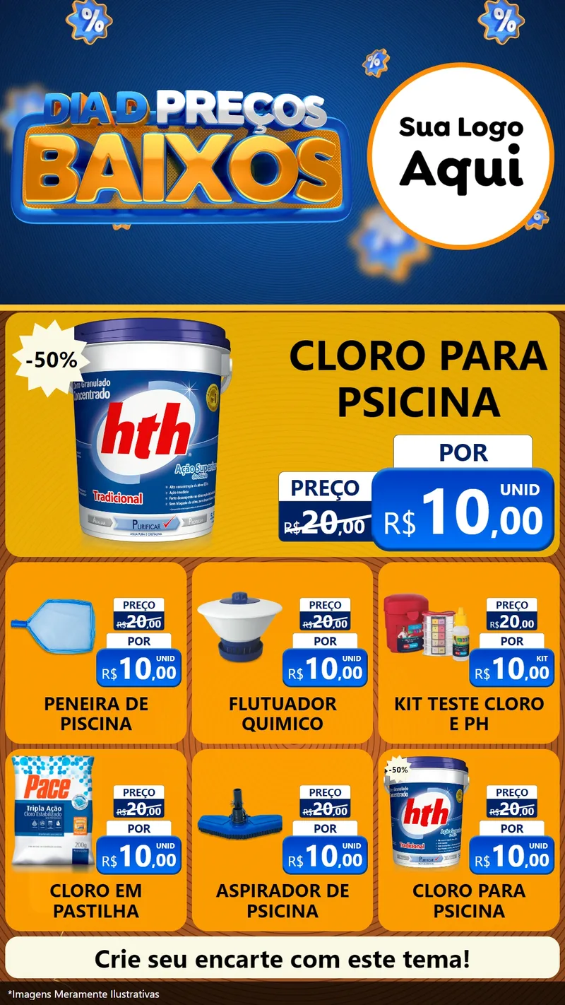 Modelo de Rede Social para Stories com o tema Dia D Preço Baixo para Produtos para Piscina