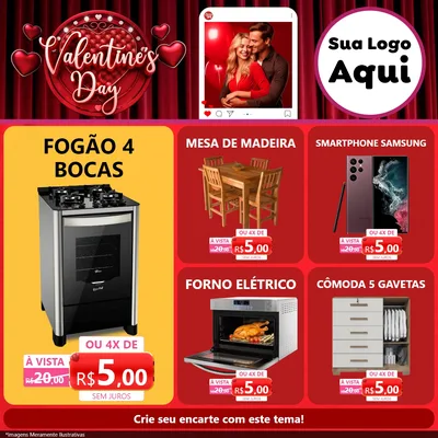 Modelo de Rede Social para Feed Facebook com o tema Valentine's Day para Móveis e Eletro