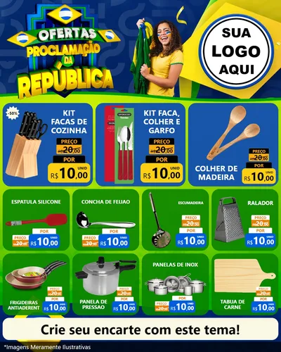 Modelo de Rede Social para Feed Instagram com o tema Ofertas Proclamação da República para Utilidades Domésticas