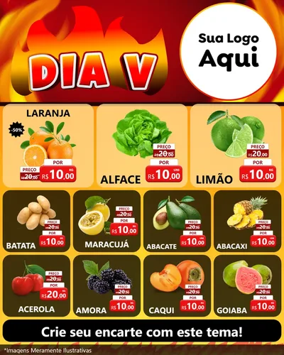 Modelo de Rede Social para Feed Instagram com o tema Dia V para Hortifrúti